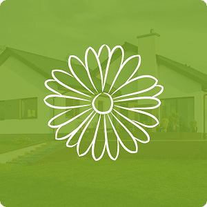 Icône verte représentant une pâquerette symbolisant nature et cadre résidentiel